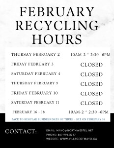 RECYCLING CENTRE FEBRUARY HOURS UPDATE